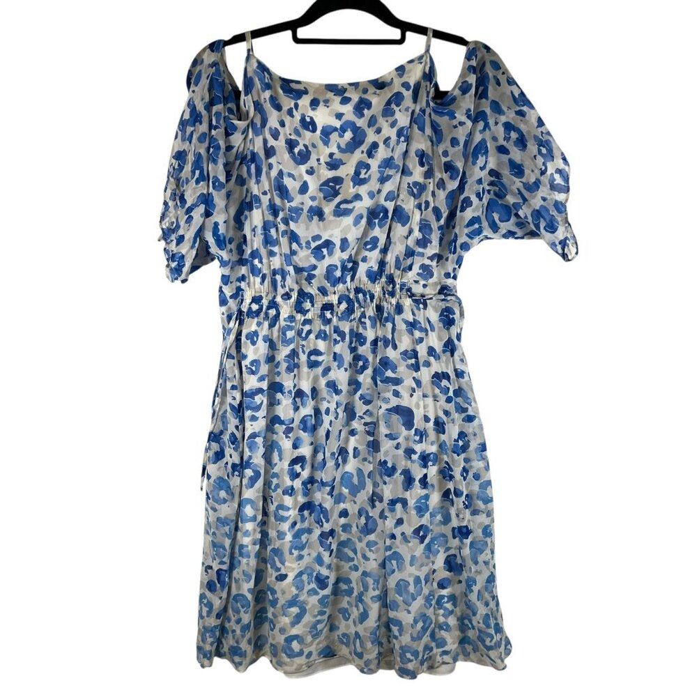 L.K. Bennett Marnie dress Size 6‎ animal pattern print silk shift belt Blue
